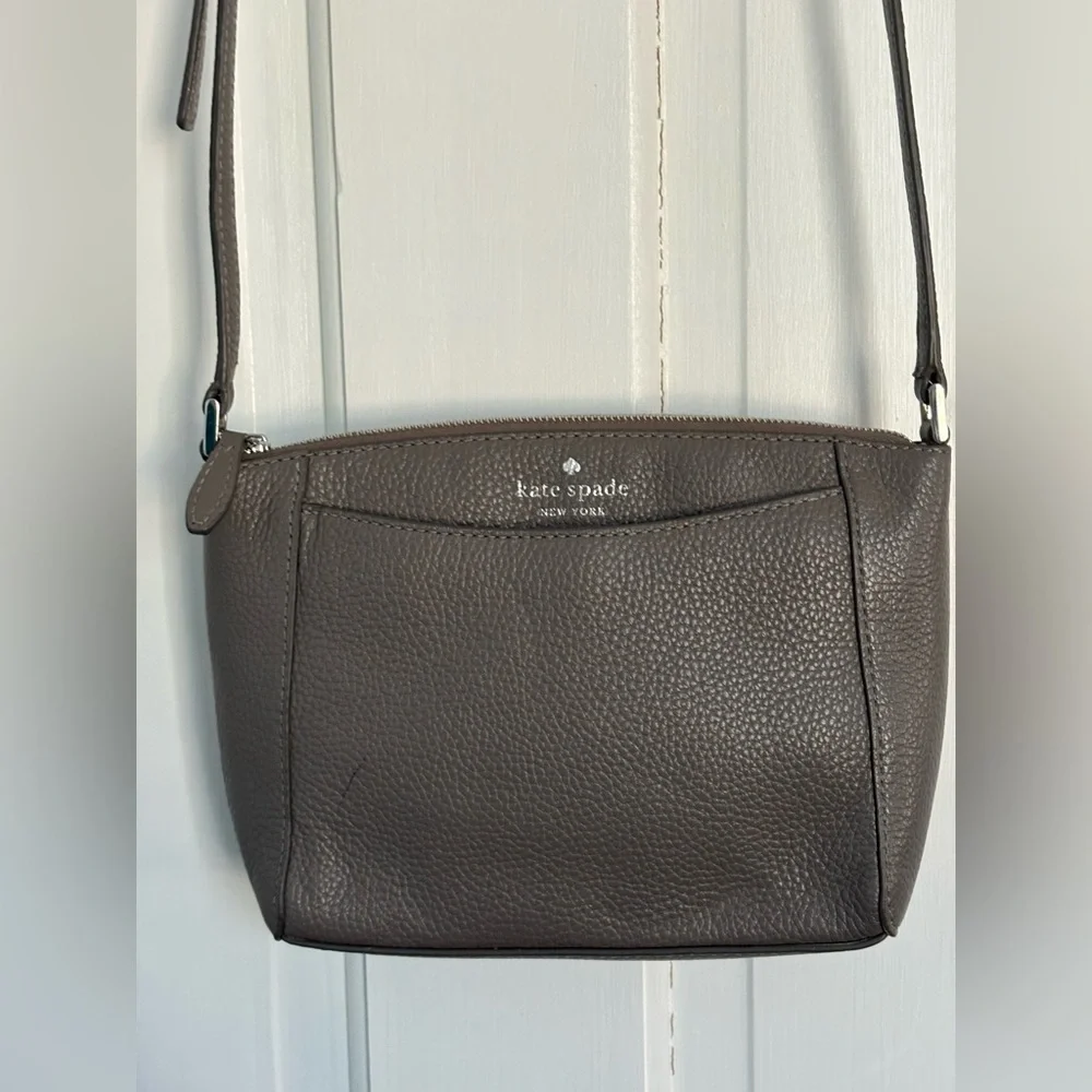 Kate Spade Monica Crossbody grey pebbled leather crossbody purse